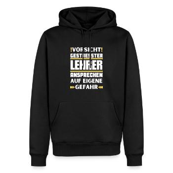 Don't talk to a stressed teacher! - Men’s Premium Organic Hoodie - black - Front - Nico (187cm)