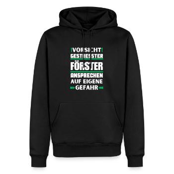 Ne parlez pas à un forestier stressé ! - Sweat à capuche Premium bio Homme - noir - Devant - Nico (187cm)