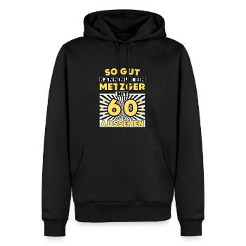 So gut kann nur ein Metzger mit 60 aussehen - Männer Premium Bio Hoodie - Schwarz - Vorne - Nico (187cm)