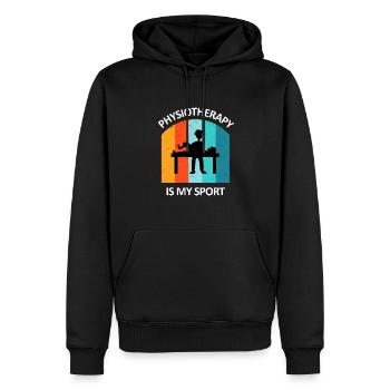Kinésithérapeute cadeau humoristique disant drôle - Sweat à capuche Premium bio Homme - noir - Devant - Nico (187cm)