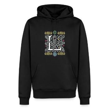 L - Männer Premium Bio Hoodie - Schwarz - Vorne - Nico (187cm)