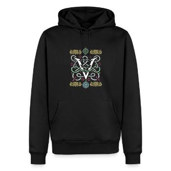 V - Männer Premium Bio Hoodie - Schwarz - Vorne - Nico (187cm)