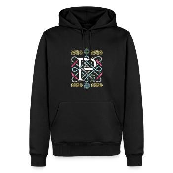 P - Männer Premium Bio Hoodie - Schwarz - Vorne - Nico (187cm)