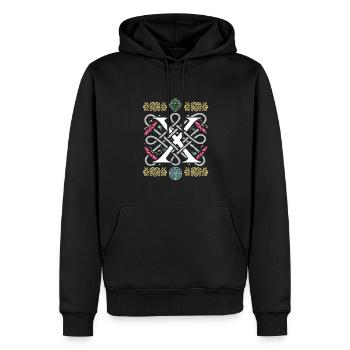 X - Männer Premium Bio Hoodie - Schwarz - Vorne - Nico (187cm)