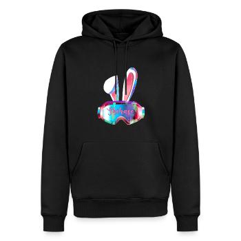 skihase ,rosa,skifahren,ski,hase,hase mit brille - Männer Premium Bio Hoodie - Schwarz - Vorne - Nico (187cm)