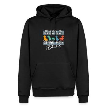 Intelligenz Mut Persönlichkeit - mein Dackel - Männer Premium Bio Hoodie - Schwarz - Vorne - Nico (187cm)