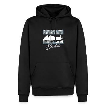 Intelligenz Mut Persönlichkeit - mein Dackel - Männer Premium Bio Hoodie - Schwarz - Vorne - Nico (187cm)