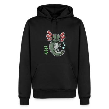 Enigma Axolotl Design für Axolotl-Liebhaber - Männer Premium Bio Hoodie - Schwarz - Vorne - Nico (187cm)