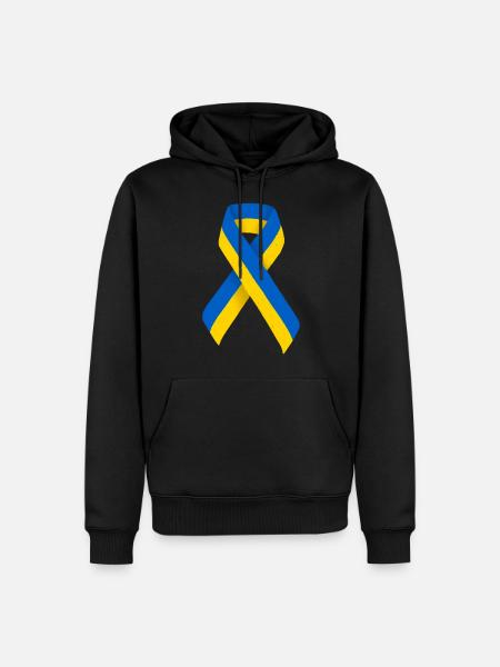 Ukrainian Band Ribbon Flag Ukraine - Men’s Premium Organic Hoodie - black