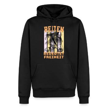 Pferde Reiten bedeutet Freiheit Pferdeliebhaber - Männer Premium Bio Hoodie - Schwarz - Vorne - Nico (187cm)
