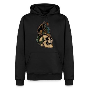 Dragon effrayant et tête de crâne effrayante Costume d’Halloween - Sweat à capuche Premium bio Homme - noir - Devant - Nico (187cm)