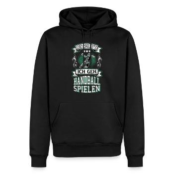 Handball Handballspieler Handballer Spruch Lustig - Männer Premium Bio Hoodie - Schwarz - Vorne - Nico (187cm)