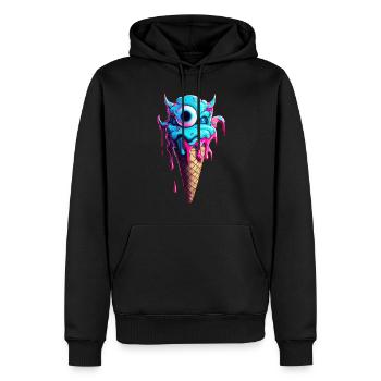 Monstre de cornet de crème glacée - Sweat à capuche Premium bio Homme - noir - Devant - Nico (187cm)