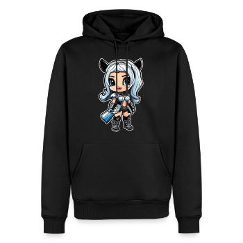 Mignon Anime Manga Fille avec des oreilles de chat - Sweat à capuche Premium bio Homme - noir - Devant - Nico (187cm)