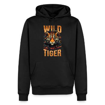 Tigre, Tête De Tigre, Gros Chat, Prédateur, Sauvage, Fort - Sweat à capuche Premium bio Homme - noir - Devant - Nico (187cm)