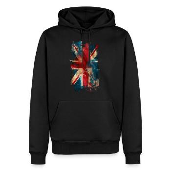 Vintage Union Jack - Männer Premium Bio Hoodie - Schwarz - Vorne - Nico (187cm)