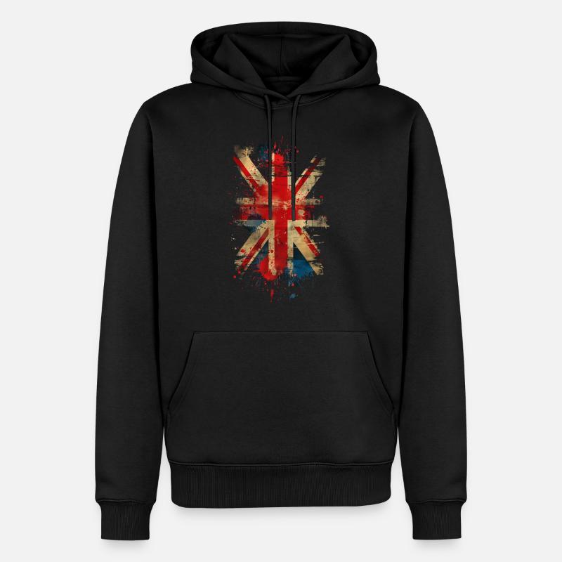 L’Union Jack - Sweat à capuche Premium bio Homme - noir