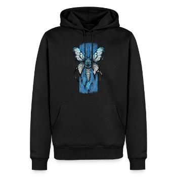 Bezauberndes Nocturne: Mystische Motte - Männer Premium Bio Hoodie - Schwarz - Vorne - Nico (187cm)