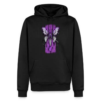 Bezauberndes Nocturne: Mystische Motte - Männer Premium Bio Hoodie - Schwarz - Vorne - Nico (187cm)