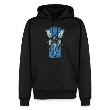 Bezauberndes Nocturne: Mystische Motte - Männer Premium Bio Hoodie - Schwarz - Vorne - Nico (187cm)