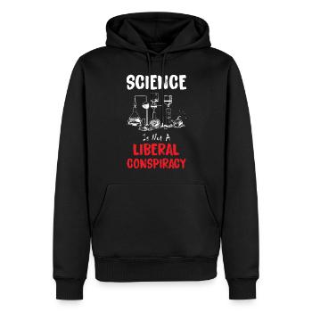 La science n’est pas une conspiration libérale - Sweat à capuche Premium bio Homme - noir - Devant - Nico (187cm)