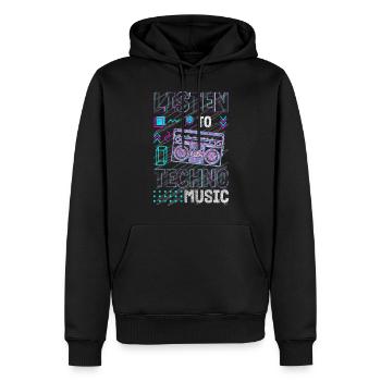 Techno Electro Musique Dubstep Edm - Sweat à capuche Premium bio Homme - noir - Devant - Nico (187cm)