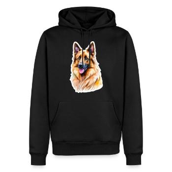 Belgischer Schäferhund Wasserfarben - Männer Premium Bio Hoodie - Schwarz - Vorne - Nico (187cm)