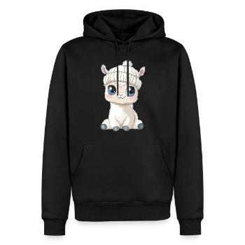 Alpaga mignon mignon bébé mignon enfants animal lama dessin animé - Sweat à capuche Premium bio Homme - noir - Devant - Nico (187cm)