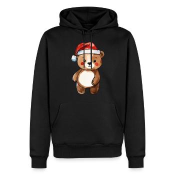 Dessin de Noël Ours - Sweat à capuche Premium bio Homme - noir - Devant - Nico (187cm)