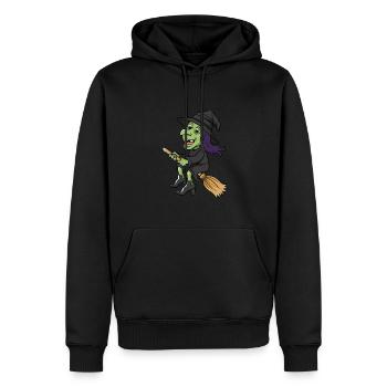 Lustiges Halloween Outfit coole Hexe auf Besen - Männer Premium Bio Hoodie - Schwarz - Vorne - Nico (187cm)