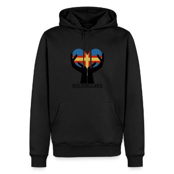 Heart HÄLSINGLAND - Men’s Premium Organic Hoodie - black - Front - Nico (187cm)