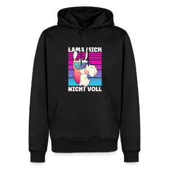Lama mich nicht voll Lama Spruch Alpaka Sprüche - Männer Premium Bio Hoodie - Schwarz - Vorne - Nico (187cm)