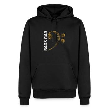 Bass Dad - Papa joue de la basse - Clé de fa - Sweat à capuche Premium bio Homme - noir - Devant - Nico (187cm)