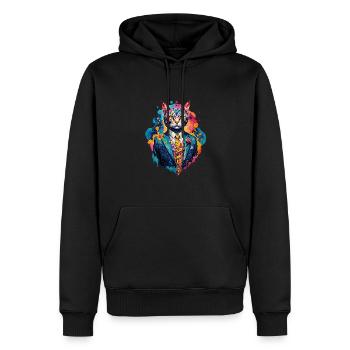 Cat in a suit - Men’s Premium Organic Hoodie - black - Front - Nico (187cm)