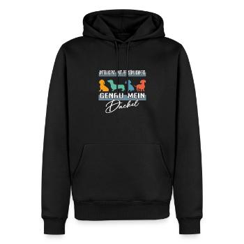 Intelligenz Mut Persönlichkeit - mein Dackel - Männer Premium Bio Hoodie - Schwarz - Vorne - Nico (187cm)