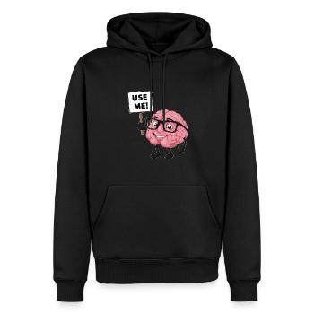 Benutze dein Gehirn Verstand Intelligenz - Männer Premium Bio Hoodie - Schwarz - Vorne - Nico (187cm)