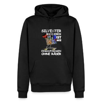 Chariot de course Feux d’artifice sans roues - Sweat à capuche Premium bio Homme - noir - Devant - Nico (187cm)