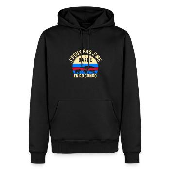 J peux pas j me barre En RD Congo - Sweat à capuche Premium bio Homme - noir - Devant - Nico (187cm)