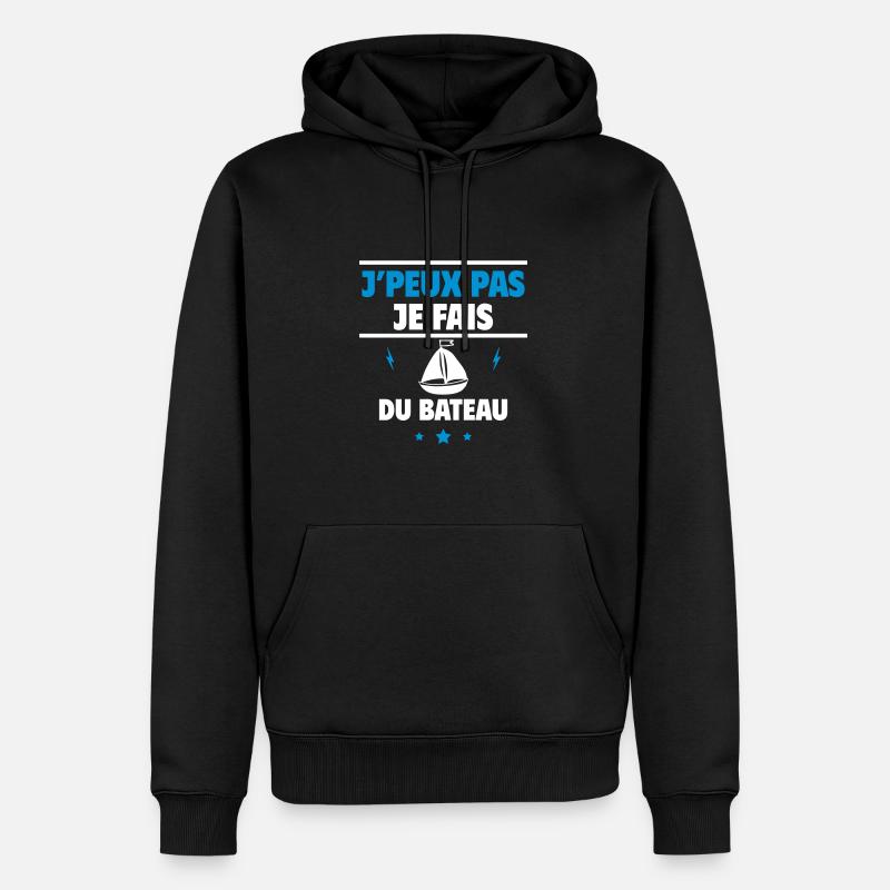 je fais du bateau,capitaine,voilier - Sweat à capuche Premium bio Homme - noir