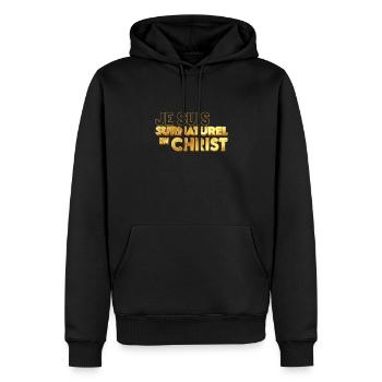 Surnaturel En Christ V1 - Sweat à capuche Premium bio Homme - noir - Devant - Nico (187cm)