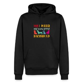 Oui, j’ai besoin de mon merveilleux teckel - Sweat à capuche Premium bio Homme - noir - Devant - Nico (187cm)