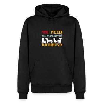 Oui, j’ai besoin de mon merveilleux teckel - Sweat à capuche Premium bio Homme - noir - Devant - Nico (187cm)