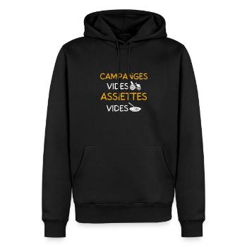 Campagne Vide Assiete Vide - Sweat à capuche Premium bio Homme - noir - Devant - Nico (187cm)