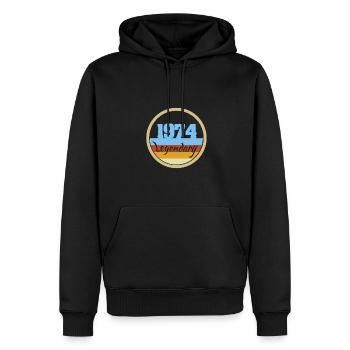 Légendaire 1974 - Sweat à capuche Premium bio Homme - noir - Devant - Nico (187cm)