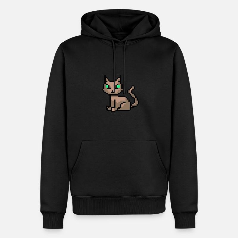 Katze Pixelart Pixel - Männer Premium Bio Hoodie - Schwarz