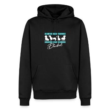 Ich hab den schönsten Dackel. Dackelsilhouetten - Männer Premium Bio Hoodie - Schwarz - Vorne - Nico (187cm)