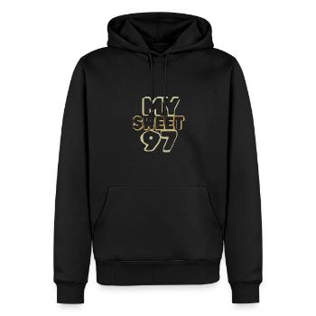 97 ans - Sweat à capuche Premium bio Homme - noir - Devant - Nico (187cm)