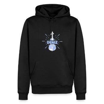 Geschenk für Deniz - Männer Premium Bio Hoodie - Schwarz - Vorne - Nico (187cm)
