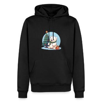 Weihnachtseisbär am Tannenbaum: Winterlicher Sonne - Männer Premium Bio Hoodie - Schwarz - Vorne - Nico (187cm)