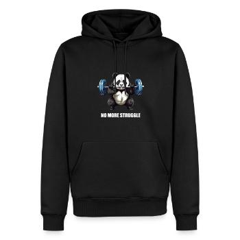 Panda Bodybuilding Gewichteheber No More Struggle - Männer Premium Bio Hoodie - Schwarz - Vorne - Nico (187cm)